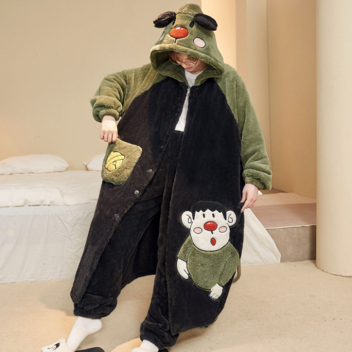 2025 pijamas de invierno para hombres gruesos coral vello de coral juvenil de tamaño grande 200 kg de franela de dibujos animados ropa de dormir conjunto de ropa para el hogar