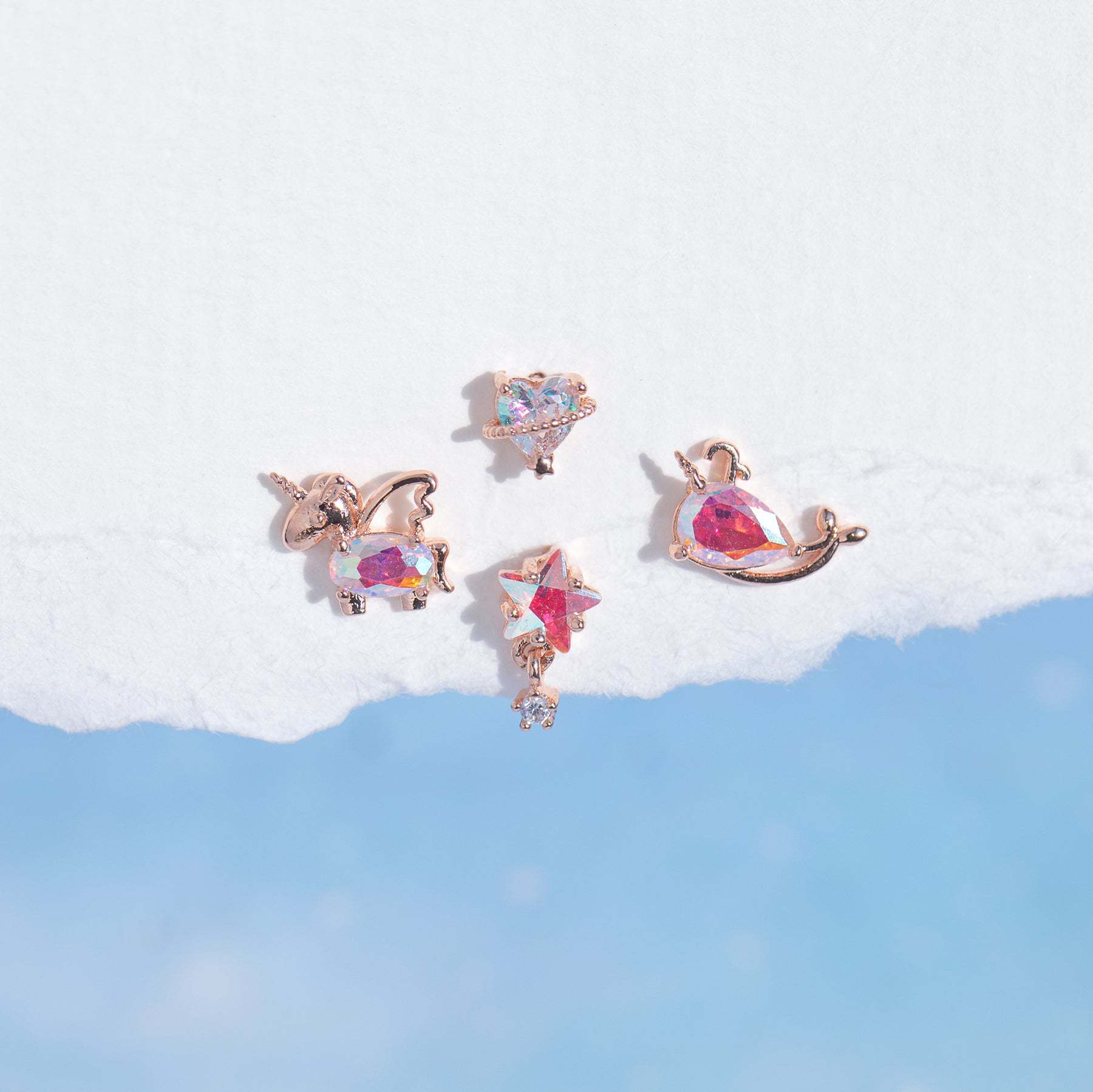 Simple Style Star Brass Ear Studs Star Gem Copper Earrings