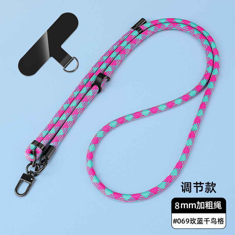 Cordón para teléfono móvil de 8mm, cuello colgante, mensajero, muñeca, eslinga de nailon resistente, cuerda anti-pérdida, longitud ajustable, espalda
