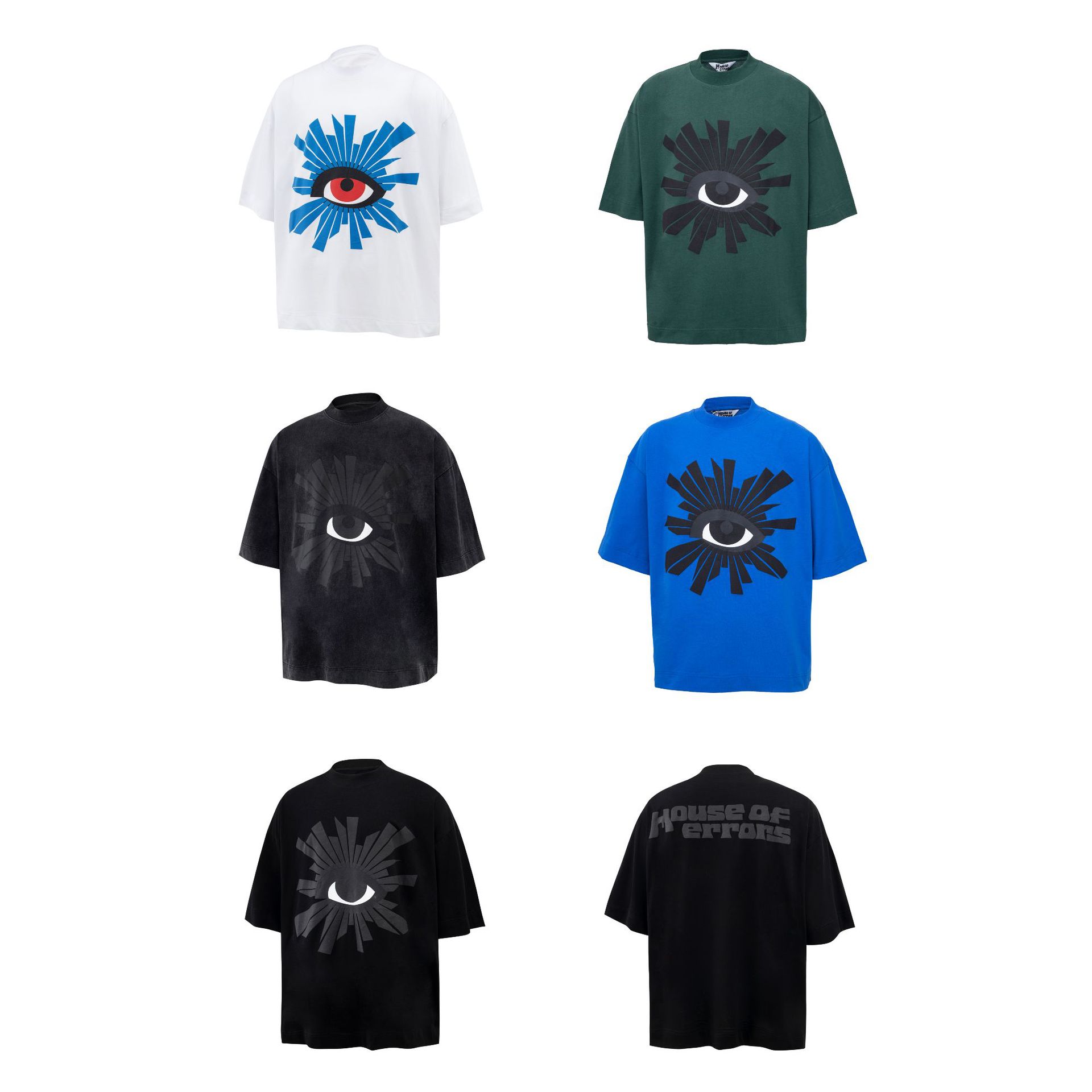 Hermosa moda High Street VINTAGE OJO DE LA Verdad impreso casual cuello redondo suelto manga corta hombres y mujeres mismo estilo pareja moda de verano