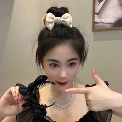 Embroidered two-sided silky butterfly clip bun high ponytail clip elegant satin high-end hair accessory