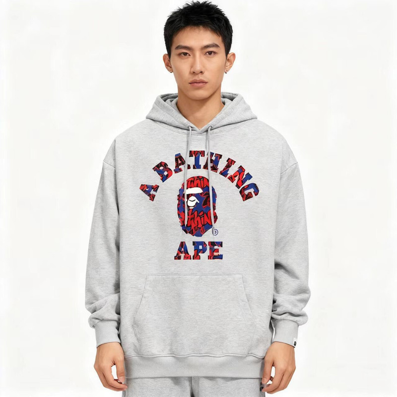 Cross-Border Foreign Trade Bape In-Stock Trendy Brand Cartoon Ape Couple Hooded Sweatshirt Loose Versatile Unisex Top