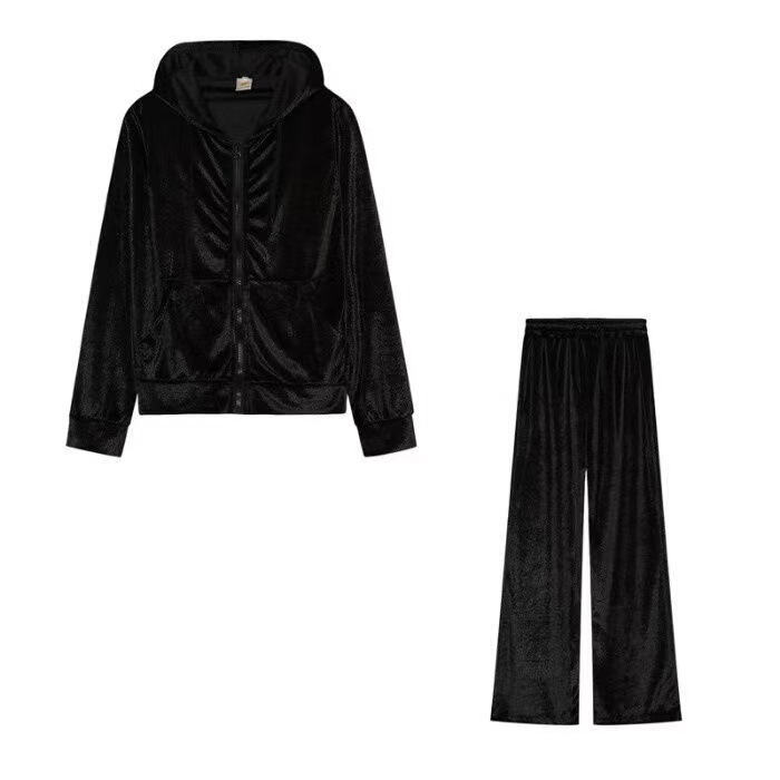 2026 Spring and Autumn New Products Amazon Fashion Loose Large Size Rhinestone Korean Velvet Sports Casual Suit Two-Piece Set for Women 2026 Spring and Autumn New Products Amazon Fashion Loose Large Size Rhinestone Korean Velvet Sports Casual Suit Two-Piece Set for Women