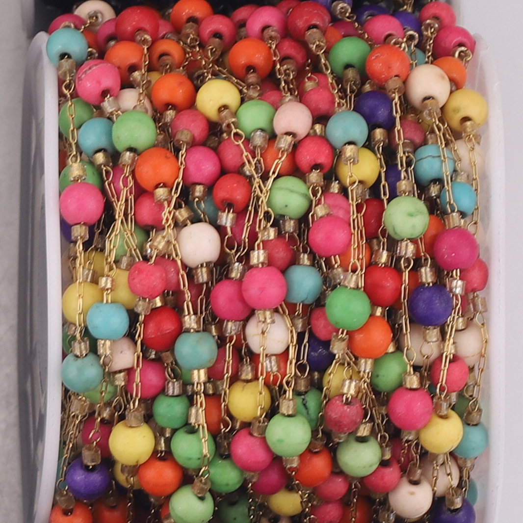 Cadena de piedra natural vacío chapado en oro de acero inoxidable cadena DIY pulsera collar suéter cadena accesorios de la joyería material