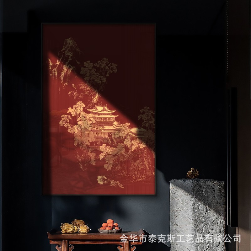 New Chinese Style Living Room Hallway Zen Landscape Architecture Decorative Painting Tea Room Study Hotel Homestay Villa Soft Decoration Hanging Painting