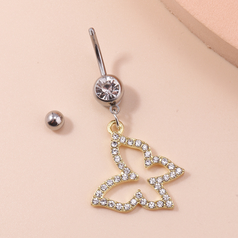 Fashion European And Cross-border Jewelry Foreign Trade Hot-selling Item: Diamond-encrusted Butterfly Pendant Piercing, Easy To Wear_voghion.com