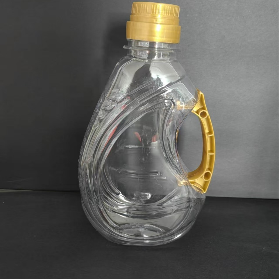 现货1.8L透明食用塑料油瓶油桶白酒壶 45口透明带把手塑料瓶