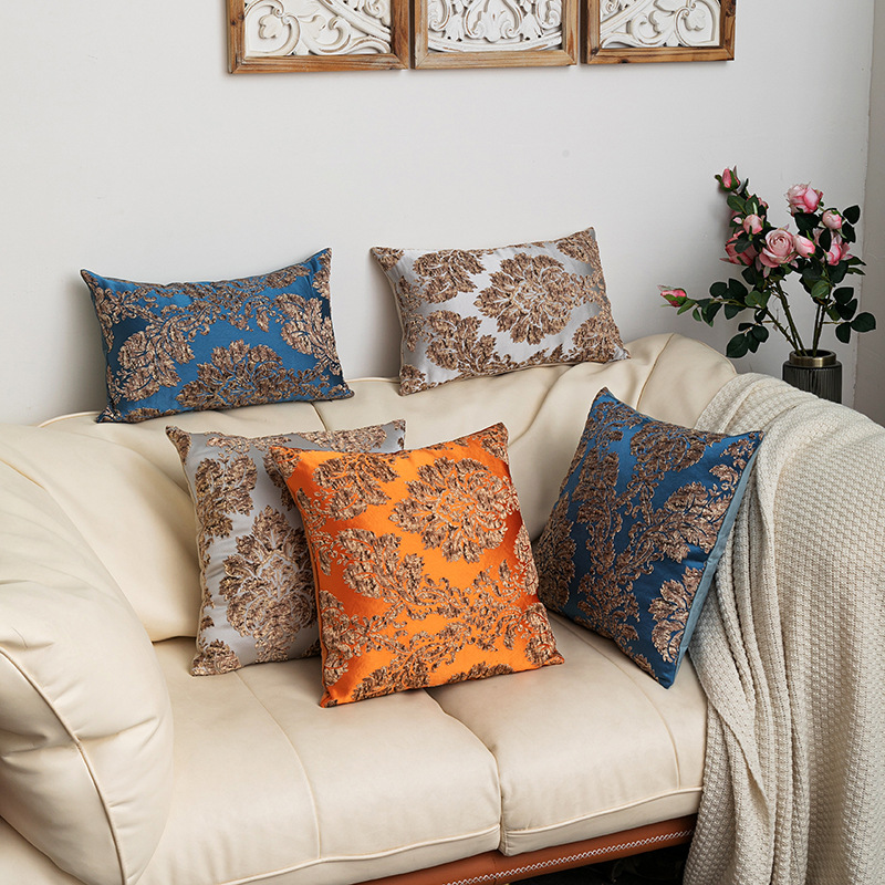 Luxus-Klassiker im europäischen Stil mit großem Muster, Jacquard-Handarbeit, Sofakissenbezug, Heimdekoration, Modellzimmer, Kissenbezug_voghion.com