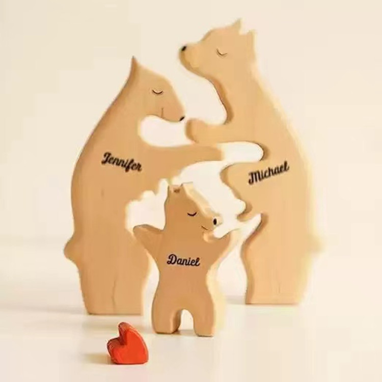 Familia cálida decoración de rompecabezas de madera Transfronteriza Popular de madera maciza abrazo traje de oso decoración del hogar Madre y niño oso
