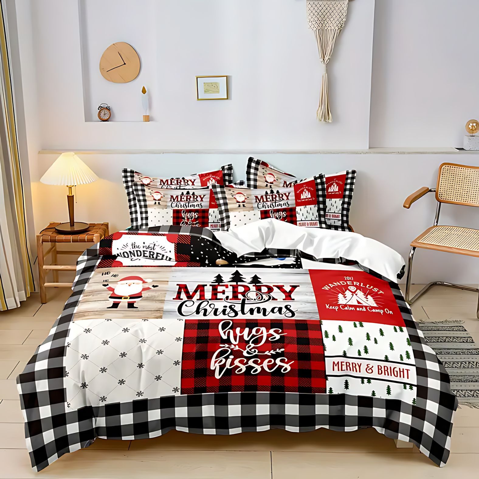 TEMU / JIT Amazon Cross-Border Christmas Theme HD Digital Printed Frosted Edredon Set Set