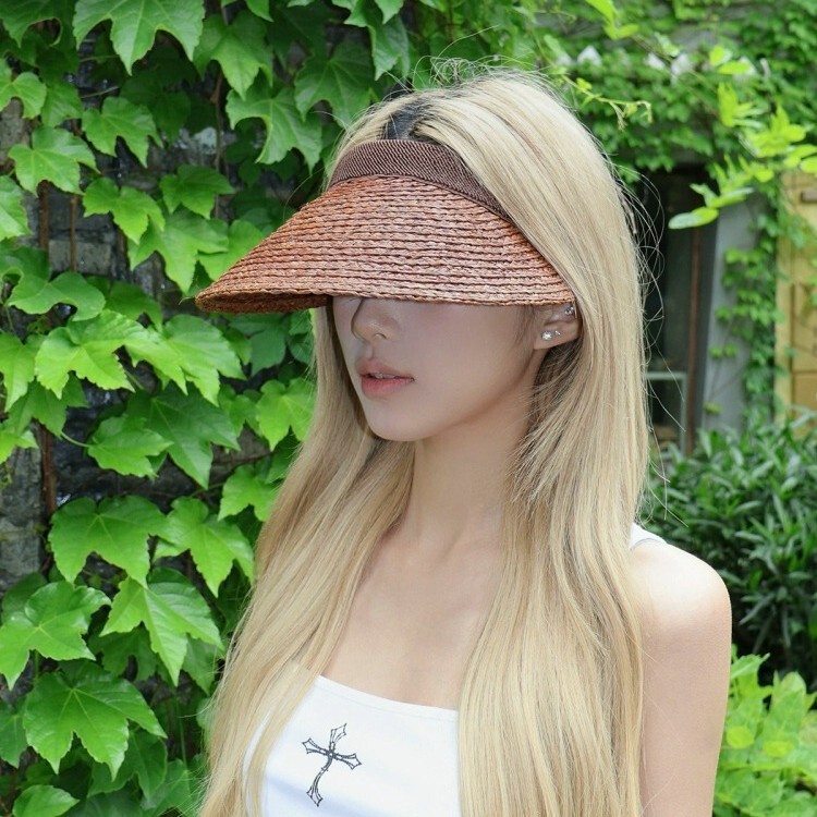 日本に輸出 2025 新しい厚いラフィアヘッドバンドスタイルの空のトップハット女性の夏のカラフルなファッション日焼け止めサンハット|undefined