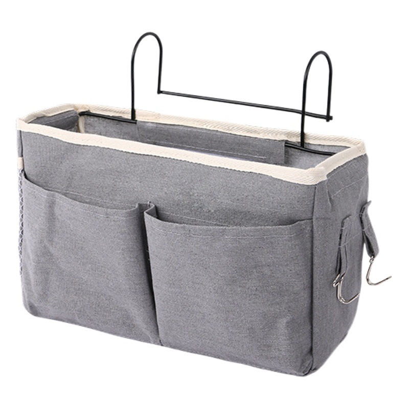 Nuevo dormitorio Estudiante universitario Almacenamiento de cabecera bolsa colgante canasta de almacenamiento de lona tela de lino de algodón Estilo nórdico Almacenamiento de noche canasta colgante