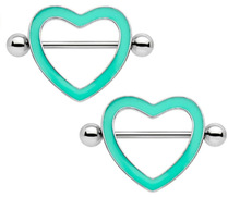 亚玛逊夜光桃心乳环 荧光心形乳钉 发光爱心乳头环穿刺饰品胸饰