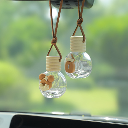 Car perfume bottle pendant milk tea series handmade diy glass empty bottle perfume bottle manufacturer direct sales car aromatherapy