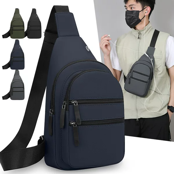 2026 New Trendy Chest Bag Crossbody Bag for Men, Casual Travel, Large Capacity, Lightweight, Simple PU Leather Crossbody Bag