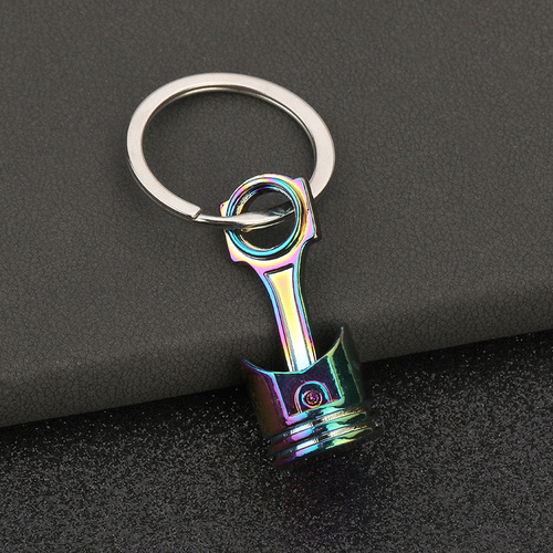Creative Gift 3D Car Modification Accessories Piston Metal Car Key Chain Belt Hook Key Ring Chain Ring Holder