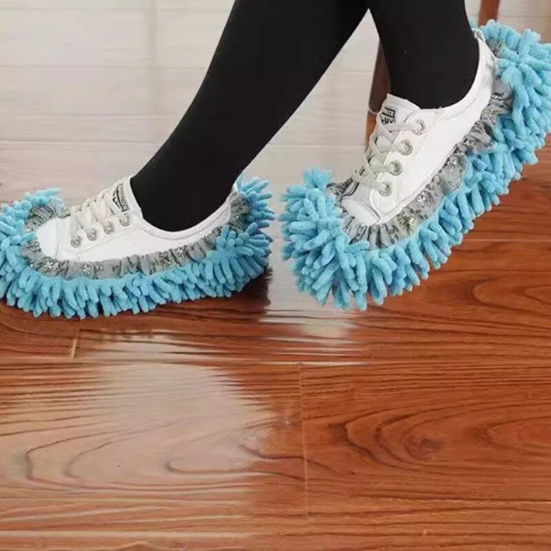 Lazy Mop Slippers for Home Use on Wooden Floors, Absorbent, Non-Shedding, Washable Chenille Cleaning Shoe Covers
