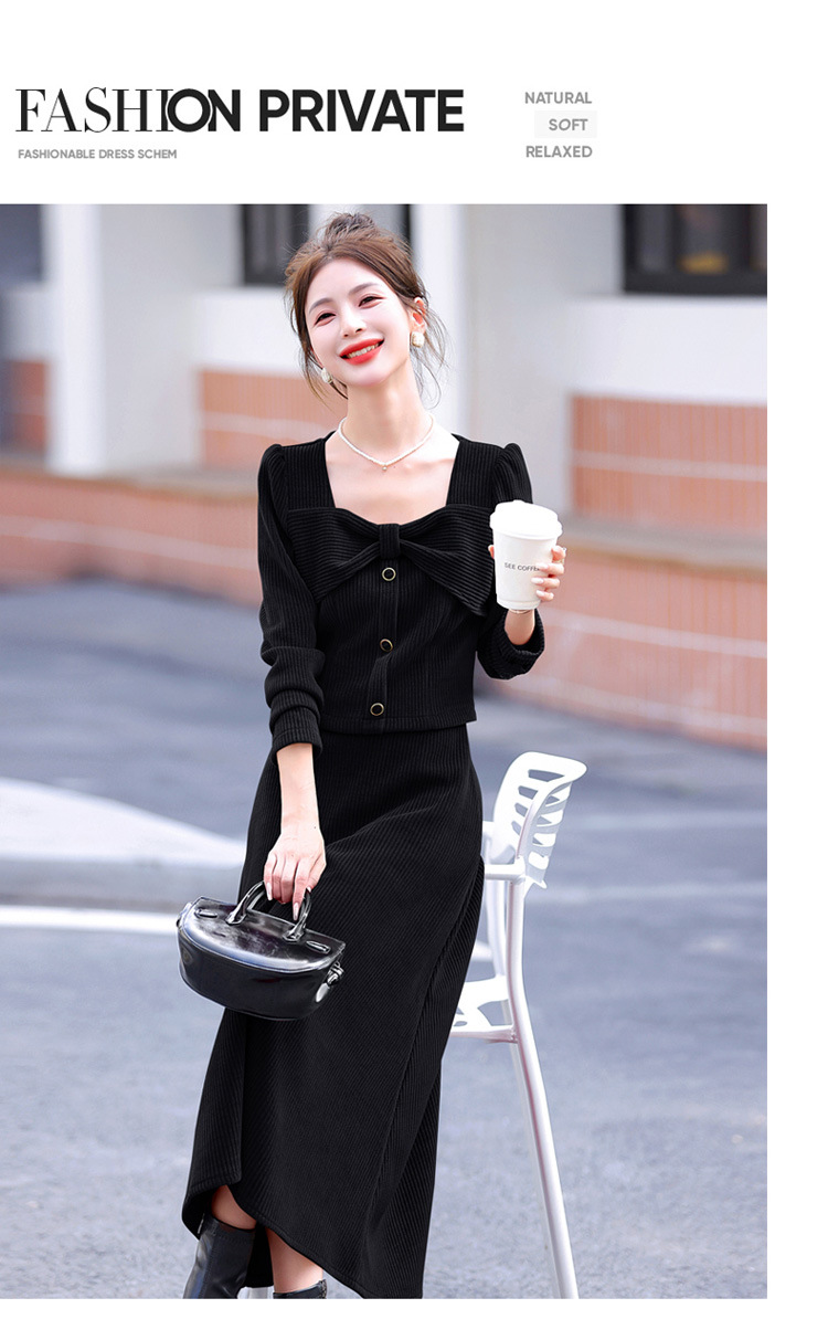 C5965 1590K ĐỒ BỘ NỮ HANTDC THẮT NƠ BƯỚM DÁNG CHỮ A MÙA XUÂN THU ĐÔNG THỜI TRANG NỮ G04 SẢN PHẨM MỚI