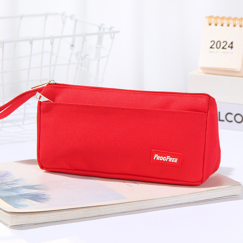 Bolsa de lápiz simple de cinta de color sólido gran capacidad antisucio caja de papelería de doble cremallera bolsas de lápiz de estudiantes de primaria y secundaria fábrica al por mayor