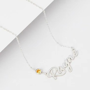 European and American Cross-Border Hot-Selling High-End Private Design Customized Titanium Steel Name Necklace Birthstone Universal Jewelry for Men and Women