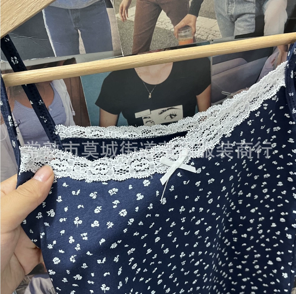 Бюстгальтер в lace base в стиле ретро с чашечками и бантом, цветочный принт, американский стиль