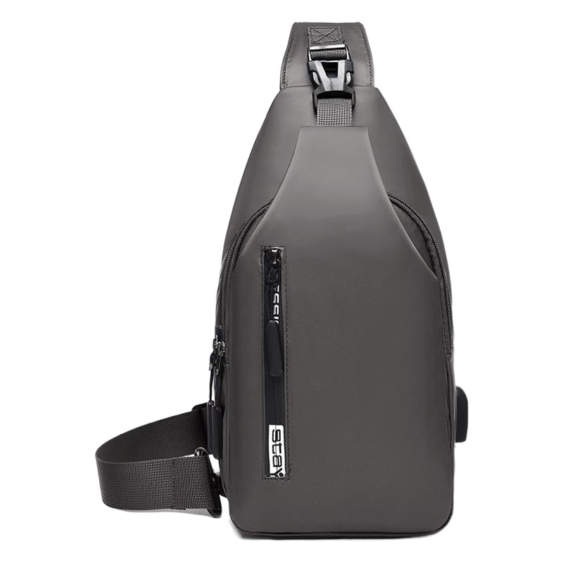 Bolsa de hombro de color sólido para hombres nuevos bolsa de pecho usb bolsa de mensajero de ocio deportivo bolsa de viaje al aire libre bolsa de hombre al por mayor transfronteriza