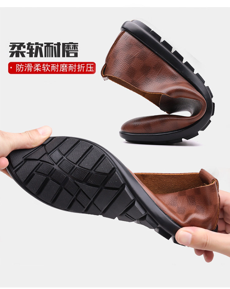 Giày lười nam da mềm đế mềm mũi tròn phong cách công sở — Màu nâu, màu đen chi tiết 9