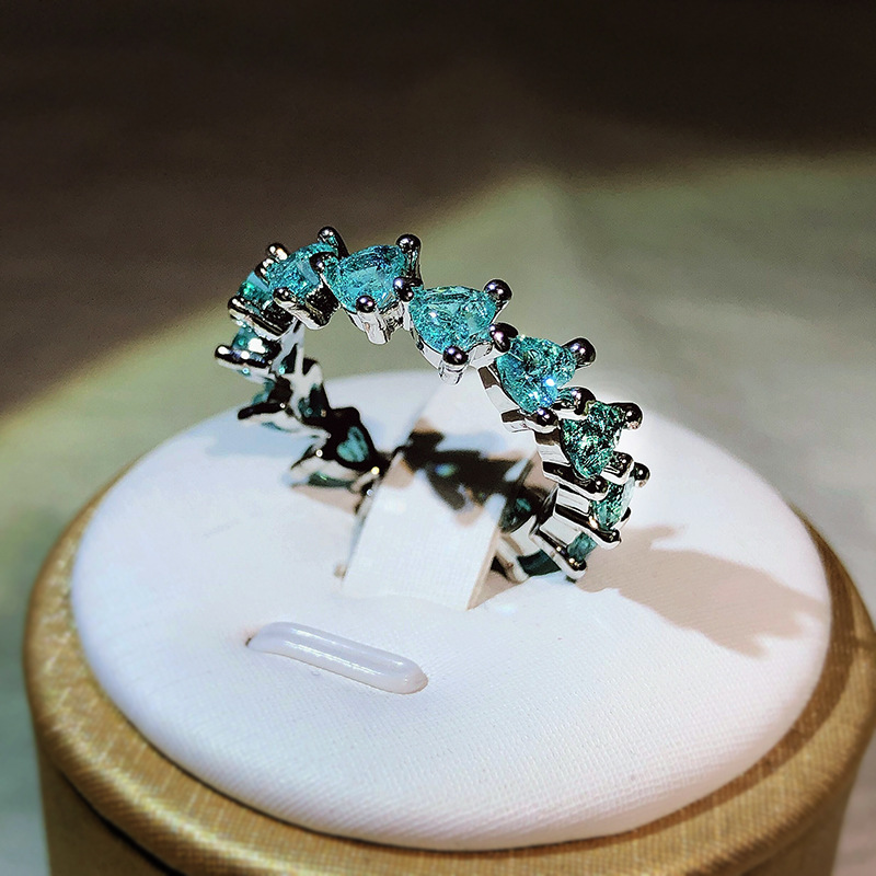 1 Piece Quantity Romantic Shiny Heart Shape Brass Plating Inlay Gem Rings