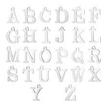 5个/包字母钛钢小吊坠全套钢色大写英文字母diy不锈钢饰品配件