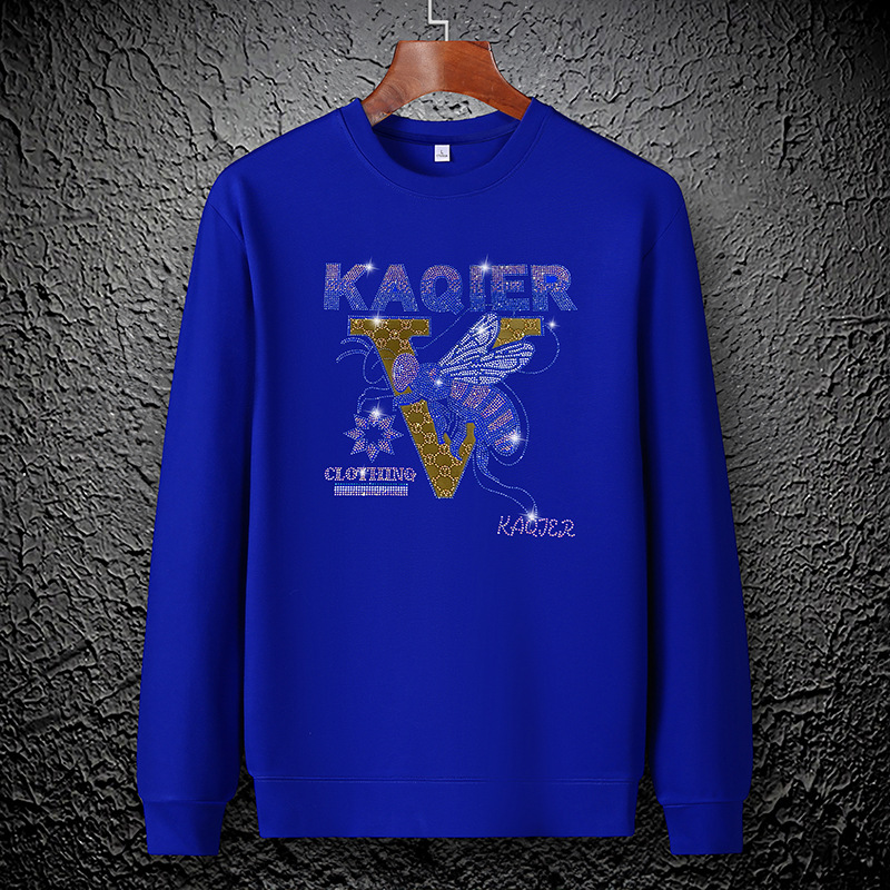 2023 Herbst Europäische Station Trendy Marke Herren Jugend Schwerindustrie Hot Diamond Sweatshirt Rundhals Mode Top Bottoming Shirt_voghion.com