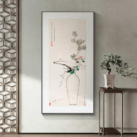 平安如意进门玄关装饰画新中式宋代美学入户走廊过道挂画花瓶壁画