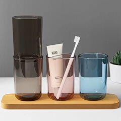 光泽牙刷洗漱杯时尚透明漱口杯塑料杯情侣牙刷杯塑料漱口杯子