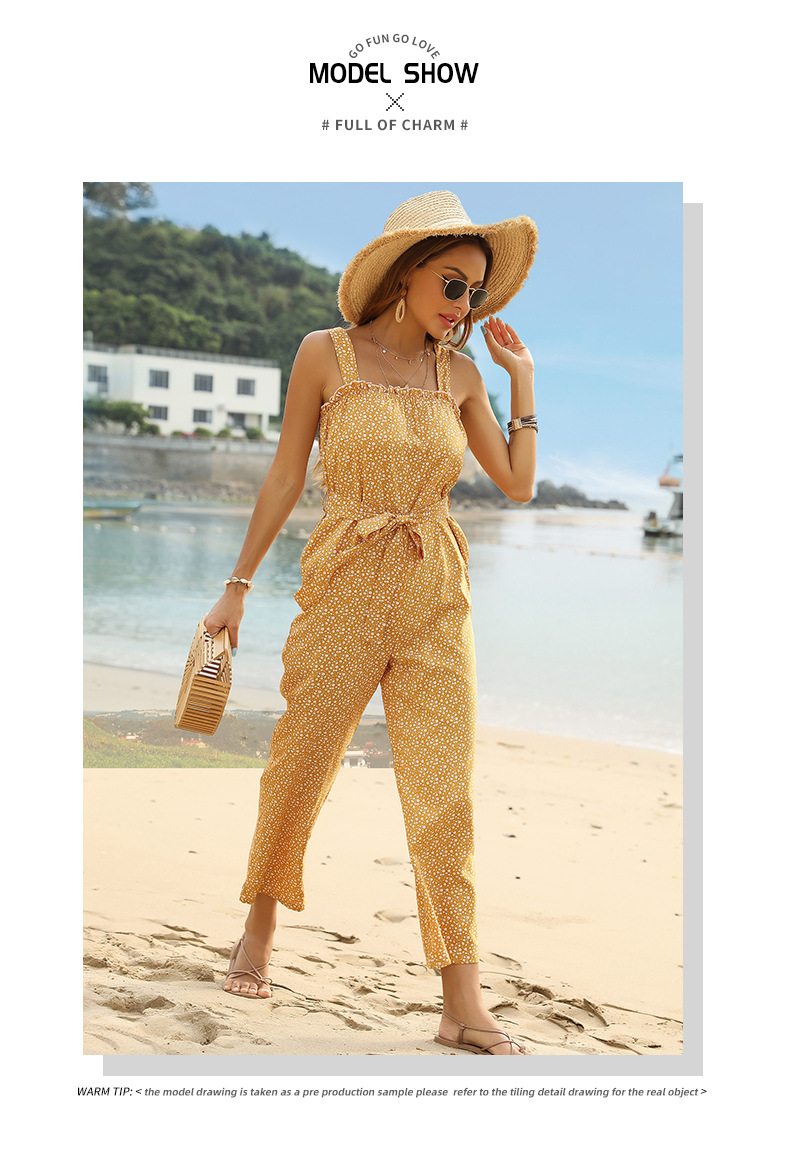 women s casual sling waist tie floral straight leg jumpsuit nihaostyles wholesale clothing NSDMB79436
