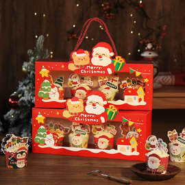 新款圣诞节纸杯蛋糕包装盒4粒手提马芬杯盒子透明蛋挞礼盒装杯子