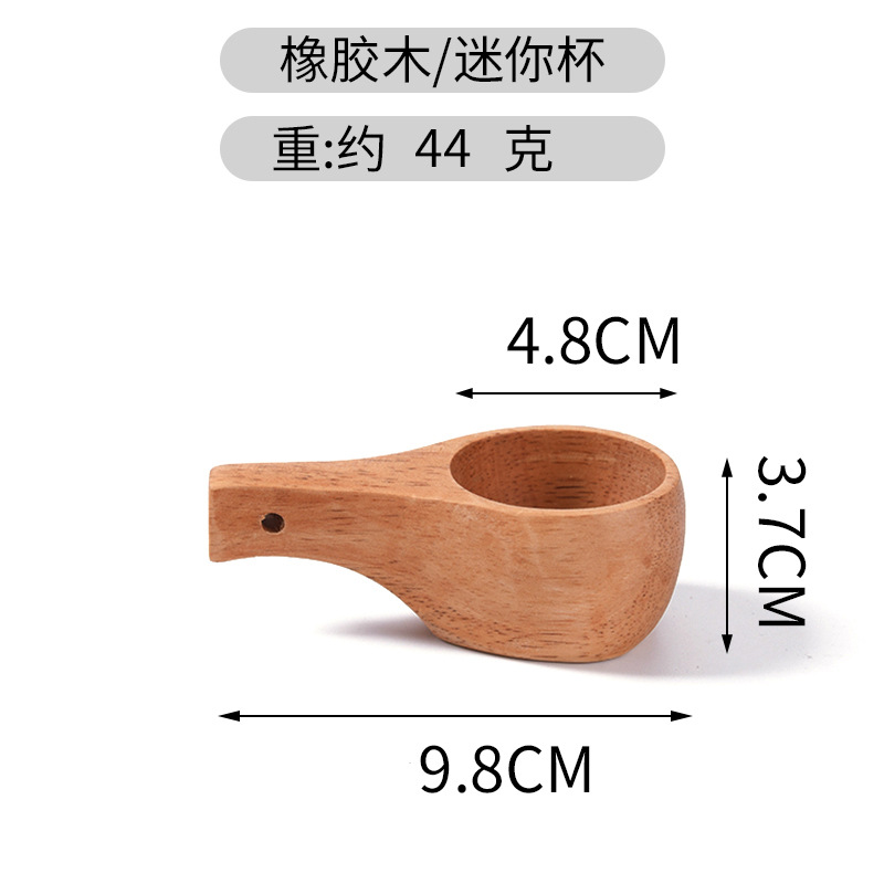 Taza de madera de caucho taza portátil creativa taza de café de madera conveniente Finlandia taza con mango doble agujero taza imprimible logotipo