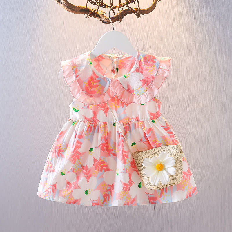 Girls Skirt Summer 2025 New Children's Clothing Baby Summer Dress Fashionable Floral Dress Baby Cotton Princess Dress