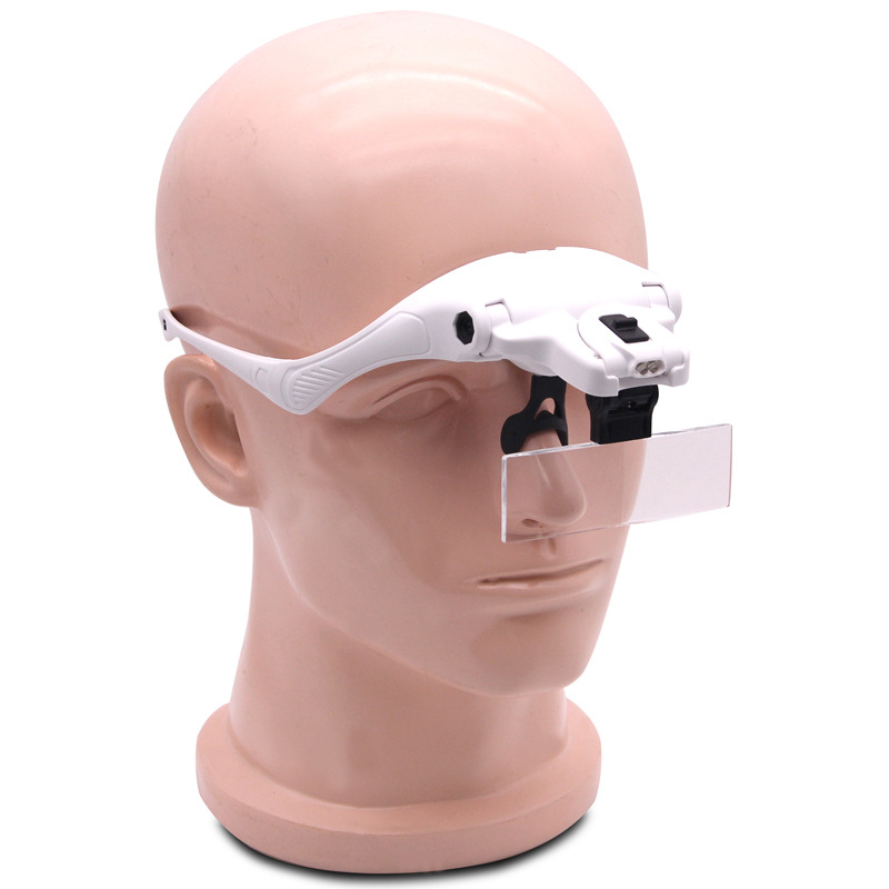 头戴眼镜式含5个镜片led带灯阅读维修鉴赏高清亚克力9892B1放大镜