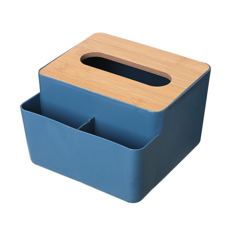 Caja de pañuelos de escritorio creativa sala de estar del hogar caja de almacenamiento de control remoto de plástico simple caja de pañuelos de bambú multifuncional