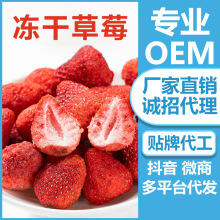 A级100克冻干草莓工厂批发雪花酥烘培专用整颗水果干大草莓脆批货