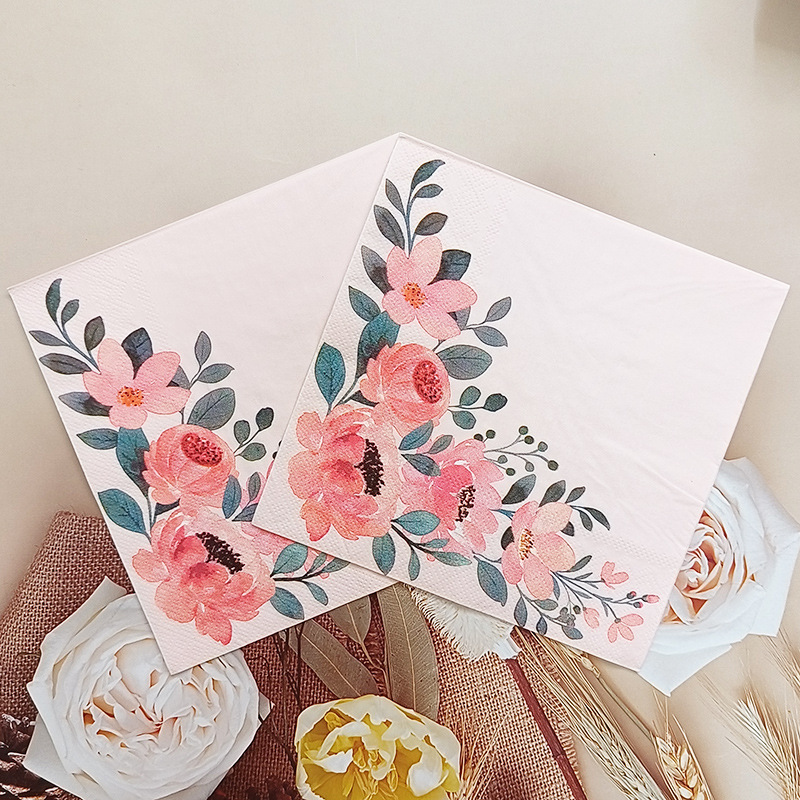 [in stock] New Color Printed Napkin Flower Facial Tissue Holiday Party Party Decorative Tissue Hot Sale