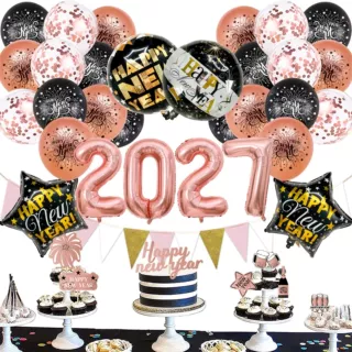 新年气球跨年装饰气球套装2027元旦装饰新年气球节日派对装饰气球