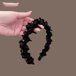 Black Rhinestone Headband for Women 2025 New High Crown Braid Hairpin Daily Wear with Teeth Non-Slip Face Wash Headband