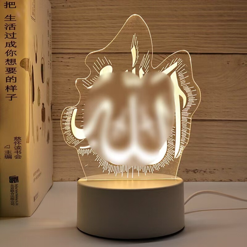 3D Night Light Atmosphere Ornaments Creative Gifts Moon Foreign Logo Cross-Border Export Holiday Gifts Table Lamp