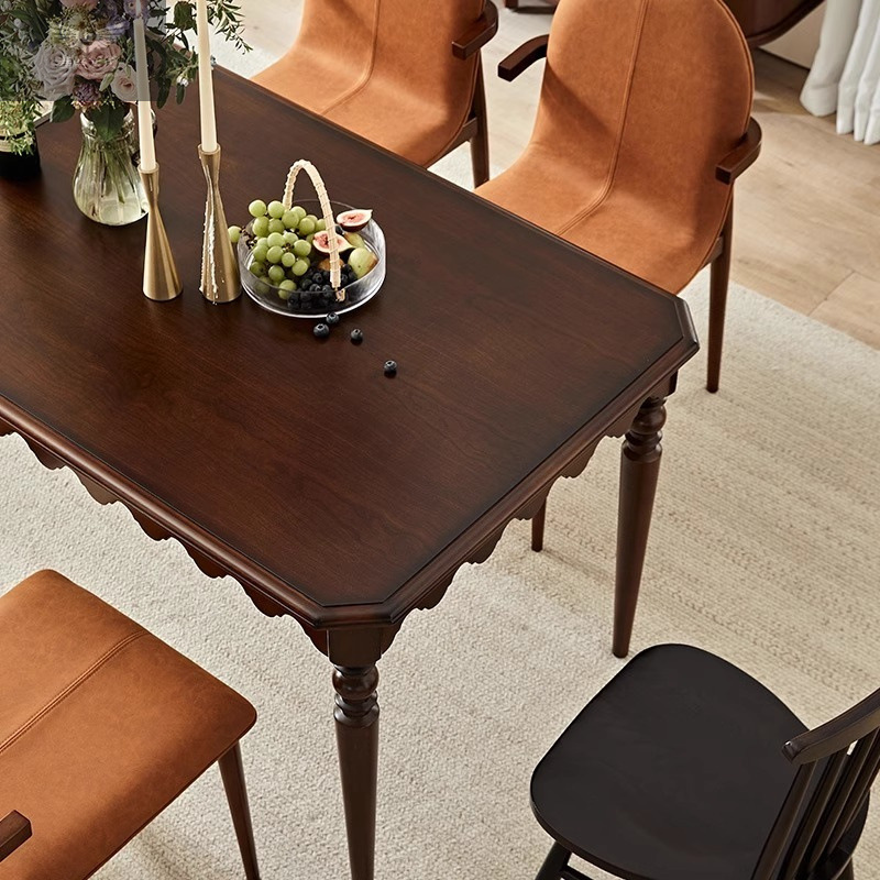 Nuevo estilo retrógrado francés y americano de lujo ligero mesa de comedor doble uso mesa de comedor de madera sólida mesa de comedor silla