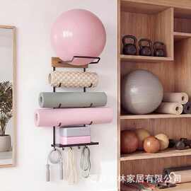 木质瑜伽球收纳架壁挂式健身用品瑜伽垫置物架球类展示架滑雪板架