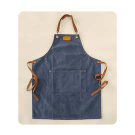 咖啡中餐厅牛仔简约帆布围裙花艺师烘焙店工作服女日式印字男防水