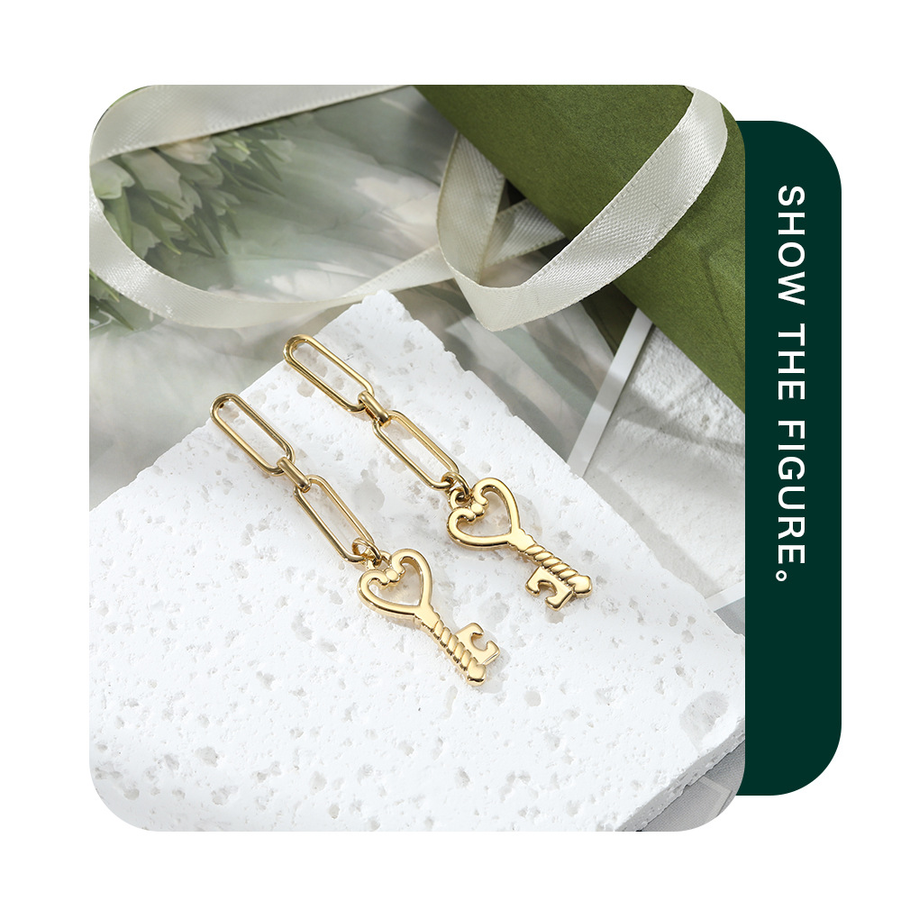 Fashion Key Stainless Steel Earrings Plating Stainless Steel Earrings