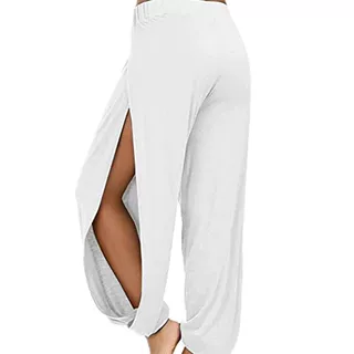 2024跨境亚马逊wisheBay新款欧美女式运动高开叉嬉皮哈伦裤瑜伽裤