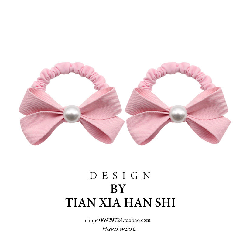 Korean children's pearl bow hair tie for girls, princess hairband, non-damaging high-elasticity hair accessory