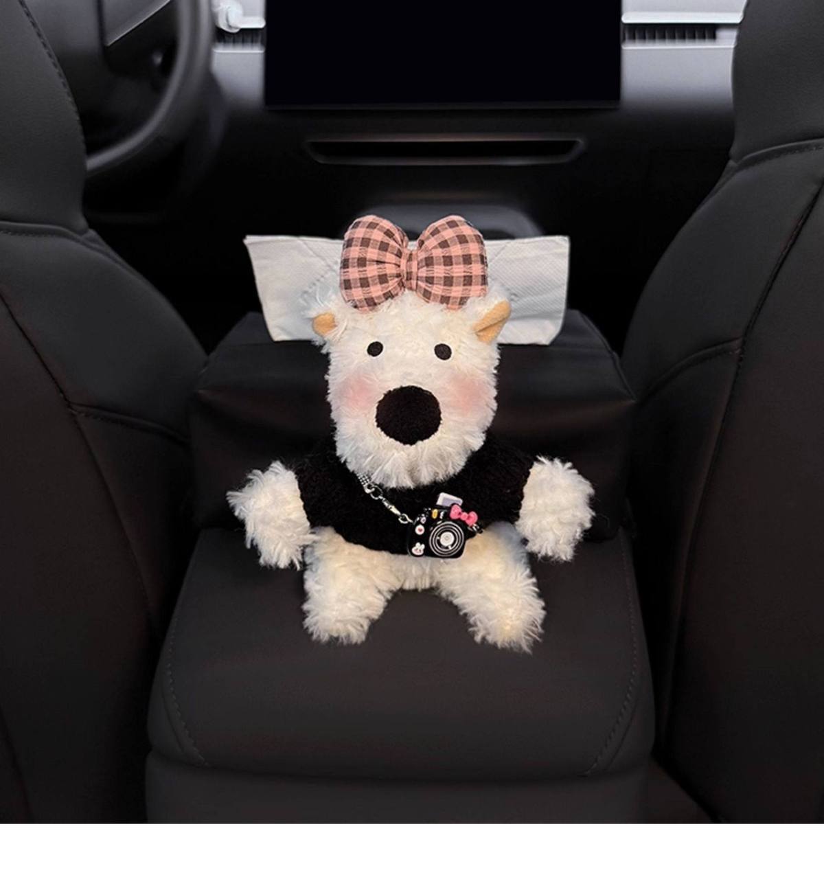 New West Highland Car Armrest Box Tissue Box Storage Car Tissue Holder Seat Tissue Bag Decoration Cute for Women